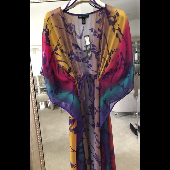 Gorgeous caftan bathing suit cover up. NWT. M. - Picture 6 of 7